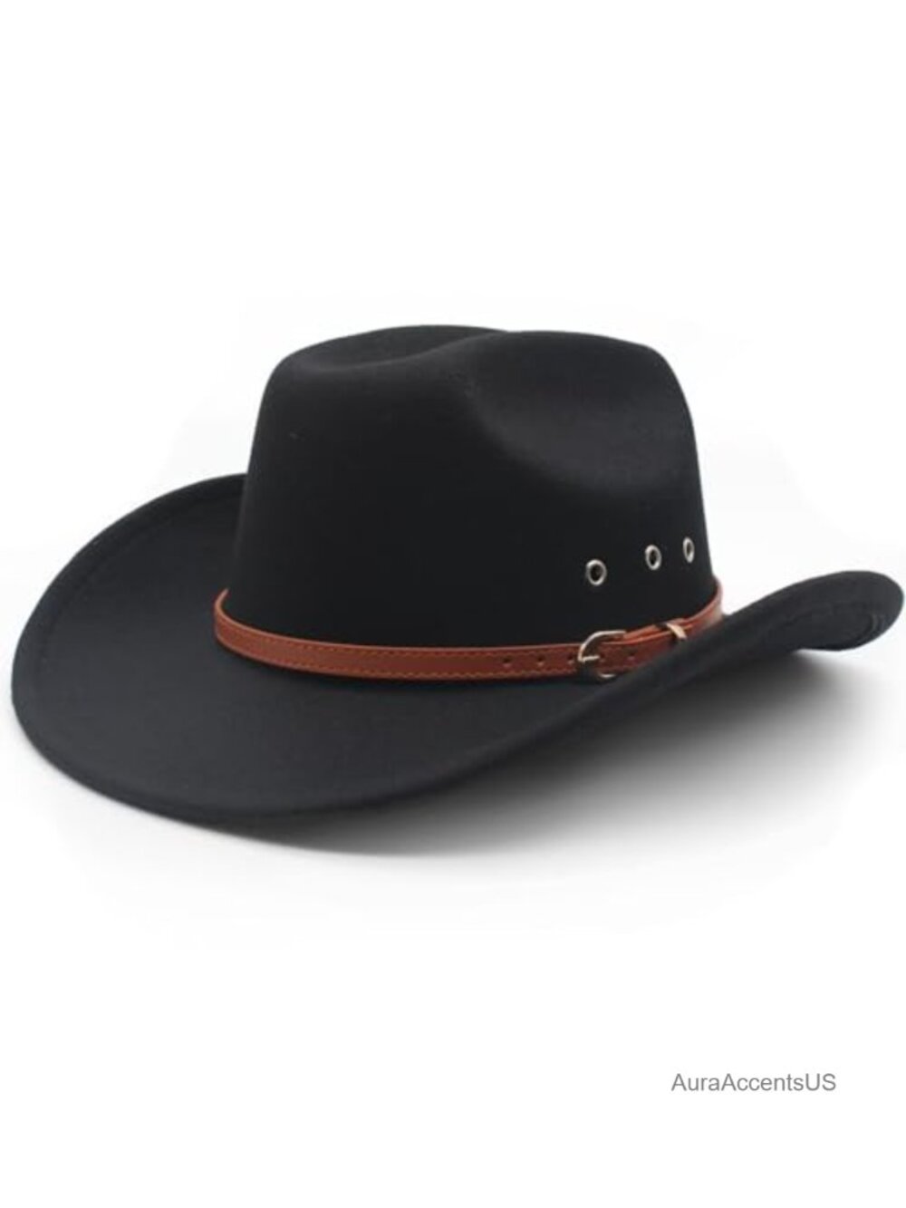 Western Cowboy Hat Felt Wide Brim Adjustable Sun Protection Outdoor Hat Belt